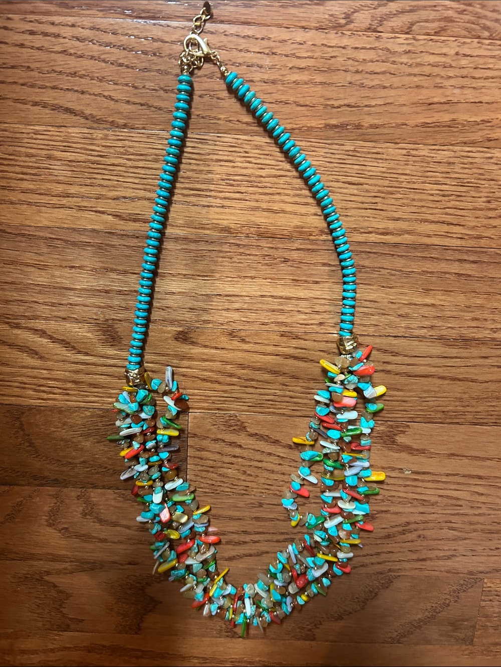 Turquoise Multi-Color Beaded Statement Necklace - Unbranded